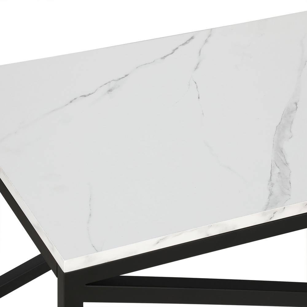 Rectangular Blackened Bronze Coffee Table with Faux Marble Top