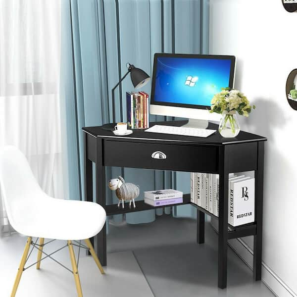 costway corner computer desk laptop writing table wood workstation