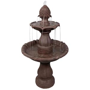 38 in. 2-Tier Curved Plinth Outdoor Water Fountain
