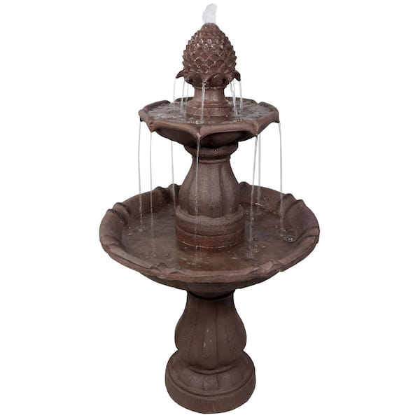 Sunnydaze Decor 38 in. 2-Tier Curved Plinth Outdoor Water Fountain