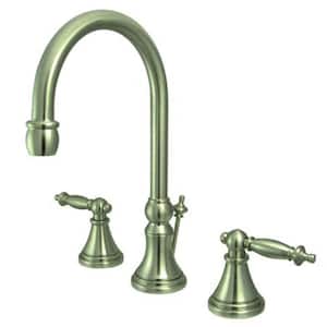 Templeton 8 in. Widespread 2-Handle Bathroom Faucets with Brass Pop-Up iin Brushed Nickel