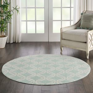 Jubilant Green 5 ft. x 5 ft. Moroccan Farmhouse Round Area Rug