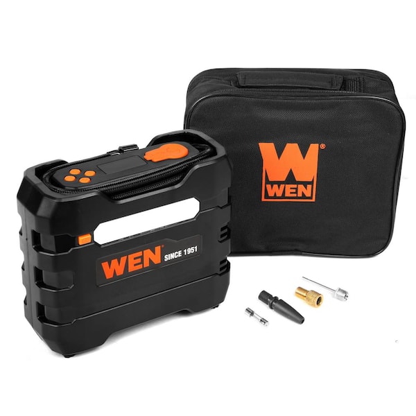 WEN 12-Volt 90 PSI 0.8 CFM Portable Air Compressor and Tire Inflator with Carrying Case