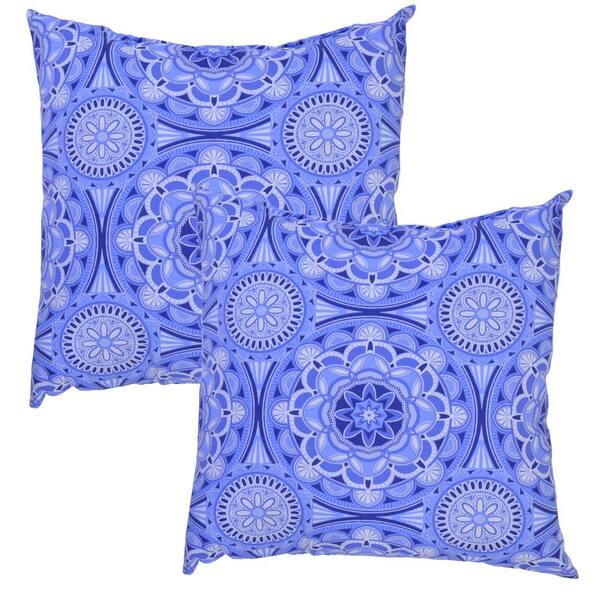 Plantation Patterns, LLC Periwinkle Medallion Square Outdoor Throw Pillow (2-Pack)