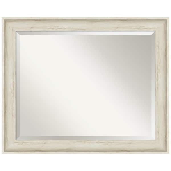 Amanti Art Medium Rectangle Regal Birch Cream Beveled Glass Casual Mirror (27 in. H x 33 in. W)