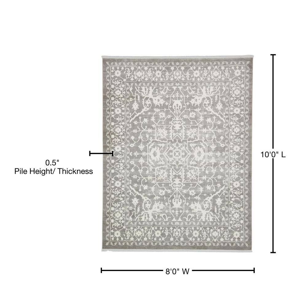 Light Gray Modern Classical 8' x 10' Indoor Abstract Rug
