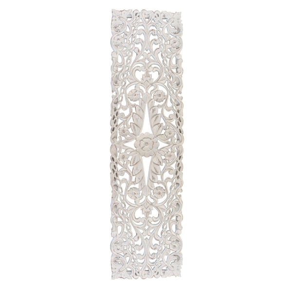 Avex 1-Piece 59.8 in. x 15.7 in. White Floral Vine Panel by Unknown Wooden Wall Art