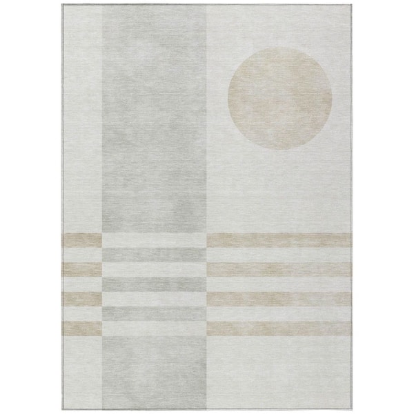 Chantille Machine Washable Indoor/Outdoor Abstract ACN2131 Linen 10 ft. x 14 ft. Area Rug