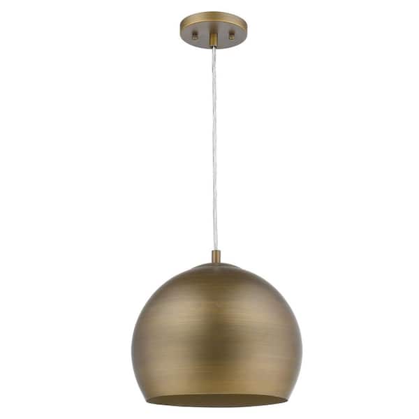 60-Watt 1-Light Goldtone Pendant Light with Metal, No Bulbs Included
