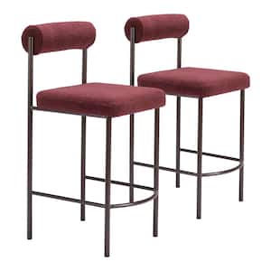 Livorno 26.0 in. Open Back Red Plywood Frame Counter Stool with 100% Polyester Seat - (Set of 2)