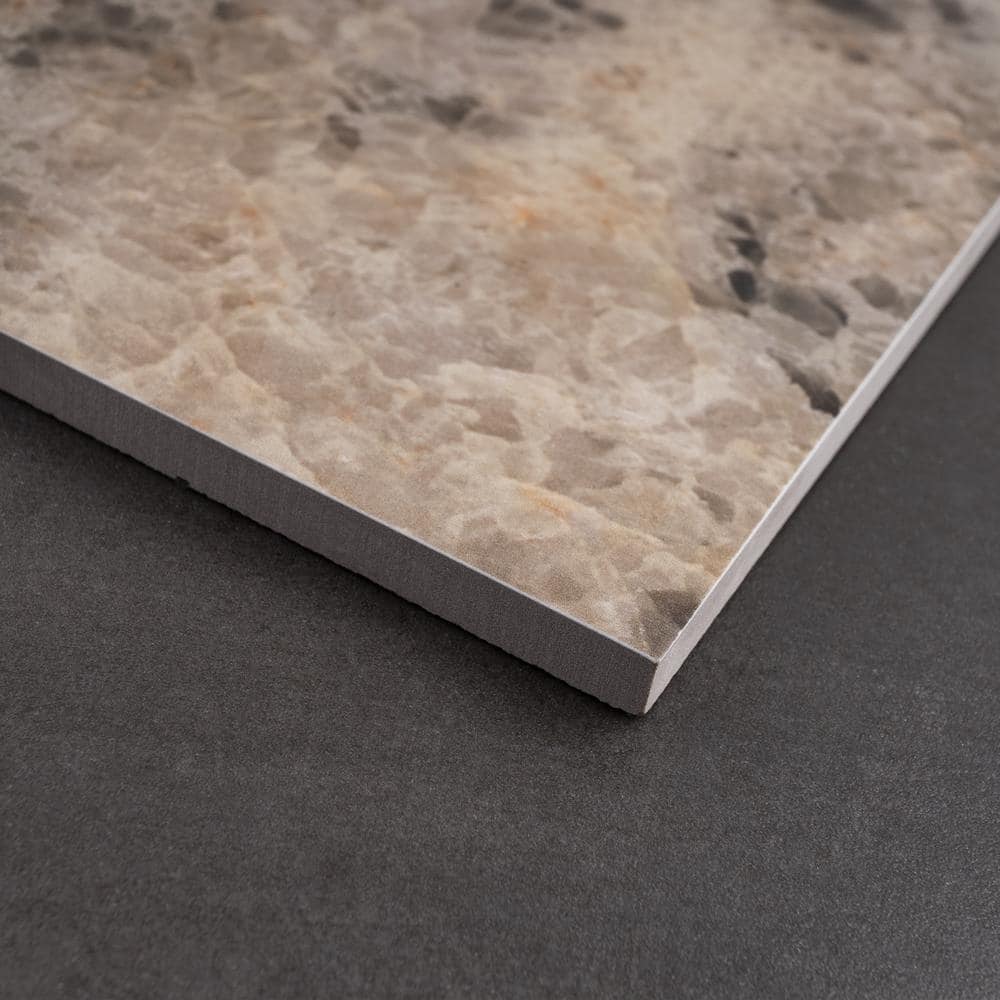 Senzia 8" x 8" Beige Marble-Look Porcelain Tile