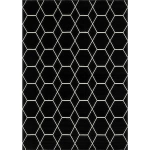 Trellis Frieze Black 10 ft. x 14 ft. Geometric Area Rug