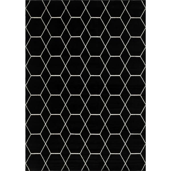 StyleWell Trellis Frieze Black 10 ft. x 14 ft. Geometric Area Rug