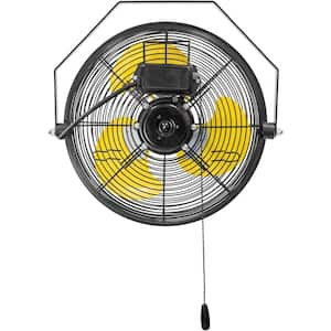 2500 CFM 12 in. Industrial Mount Wall Fan, 3-Speeds High Velocity Wall Fan with IP44 in Yellow