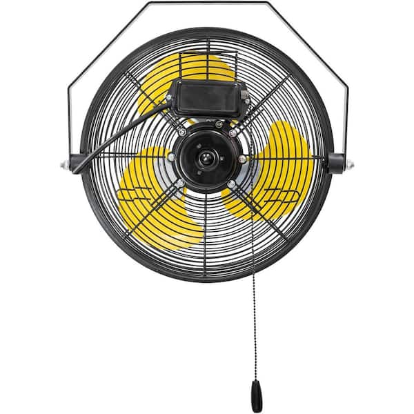 2500 CFM 12 in. Industrial Mount Wall Fan, 3-Speeds High Velocity Wall Fan with IP44 in Yellow