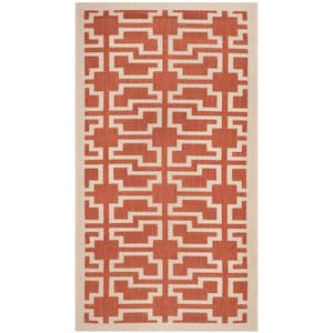 Courtyard Terracotta/Beige Doormat 2 ft. x 4 ft. Border Indoor/Outdoor Patio Area Rug