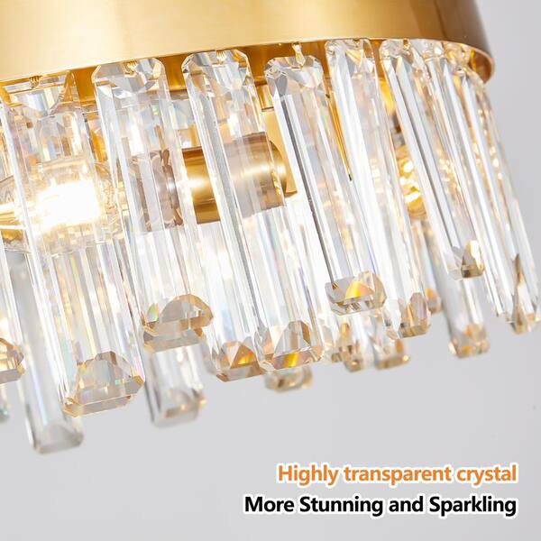 Sunpez 23.6 in. W 12-Light Gold Crystal Chandeliers Modern