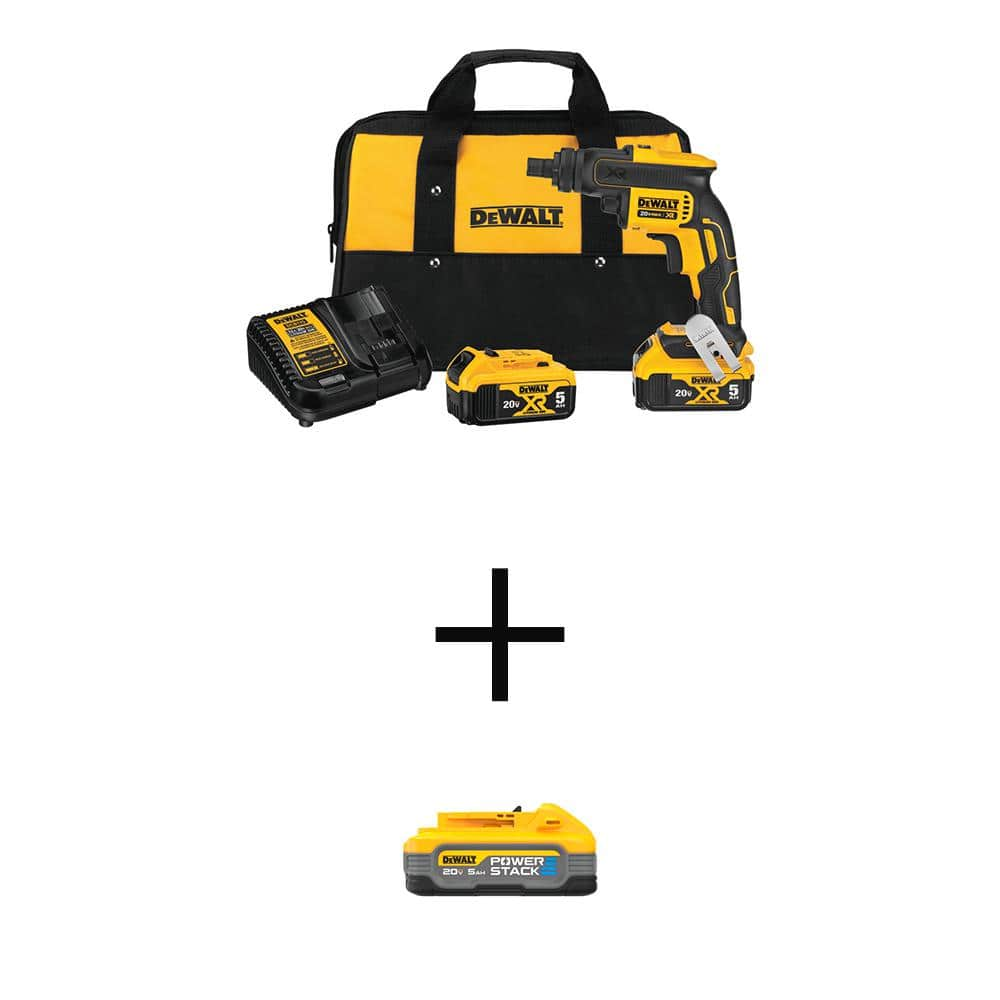 20V MAX XR Cordless Brushless Drywall Screw Gun Threaded Clutch Housing w/POWERSTACK 5Ah & (2) 5Ah Batteries & Charger -  DEWALT, DCF624P2WCBP520