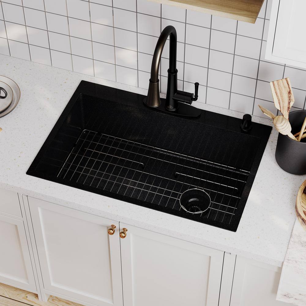 33" Gunmetal Black Stainless Steel Farmhouse Kitchen Sink