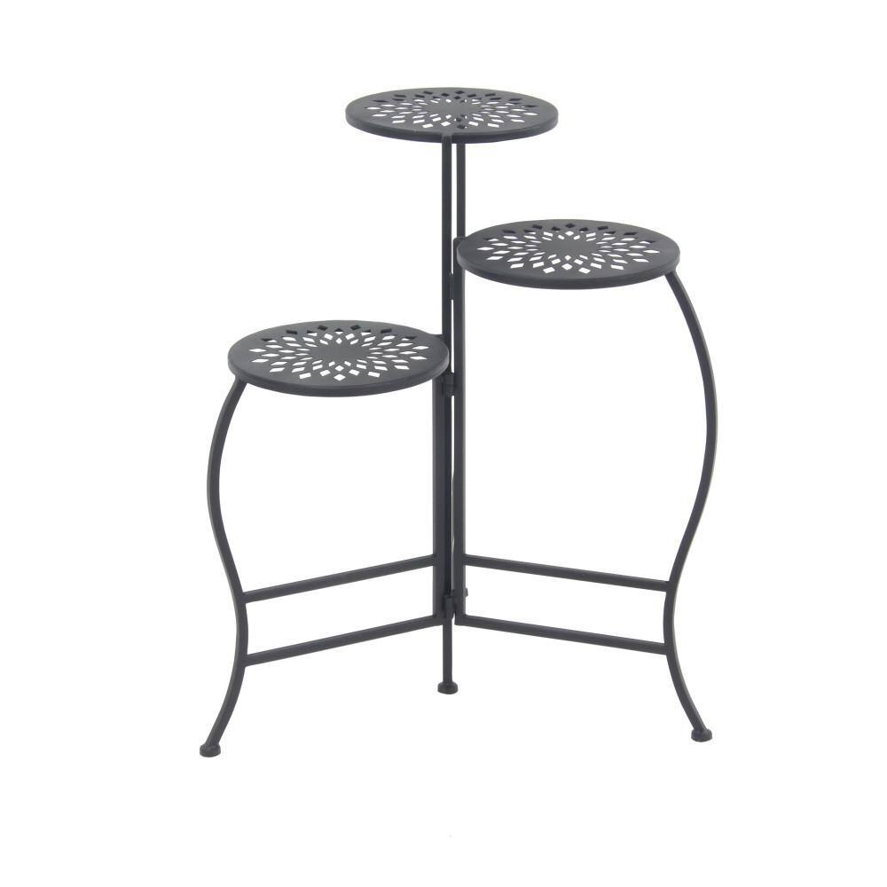 Black Metal 3-Tier Indoor Outdoor Floral Plant Stand