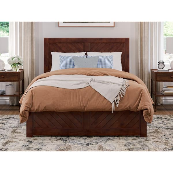 AFI Canyon Walnut Brown Solid Wood Full Foundation Bed Frame with Matching Footboard