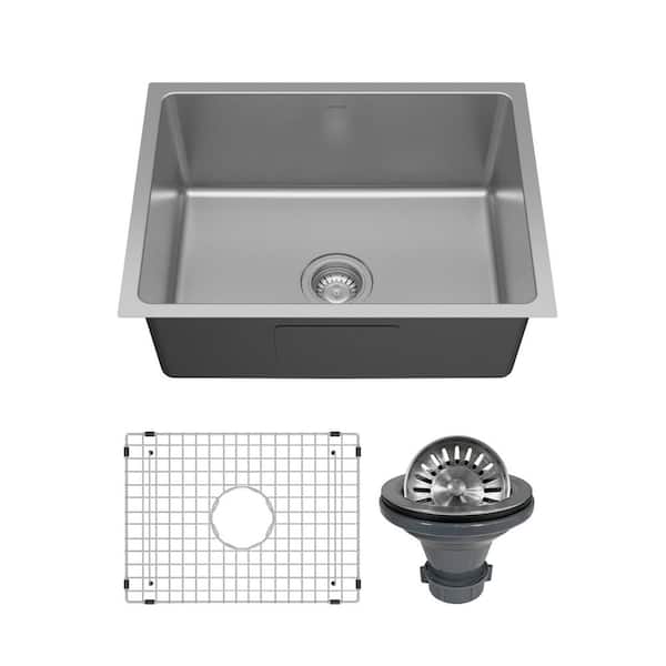 Lansen 24 in. Undermount Single Bowl 18 Gauge Stainless Steel Kitchen Sink