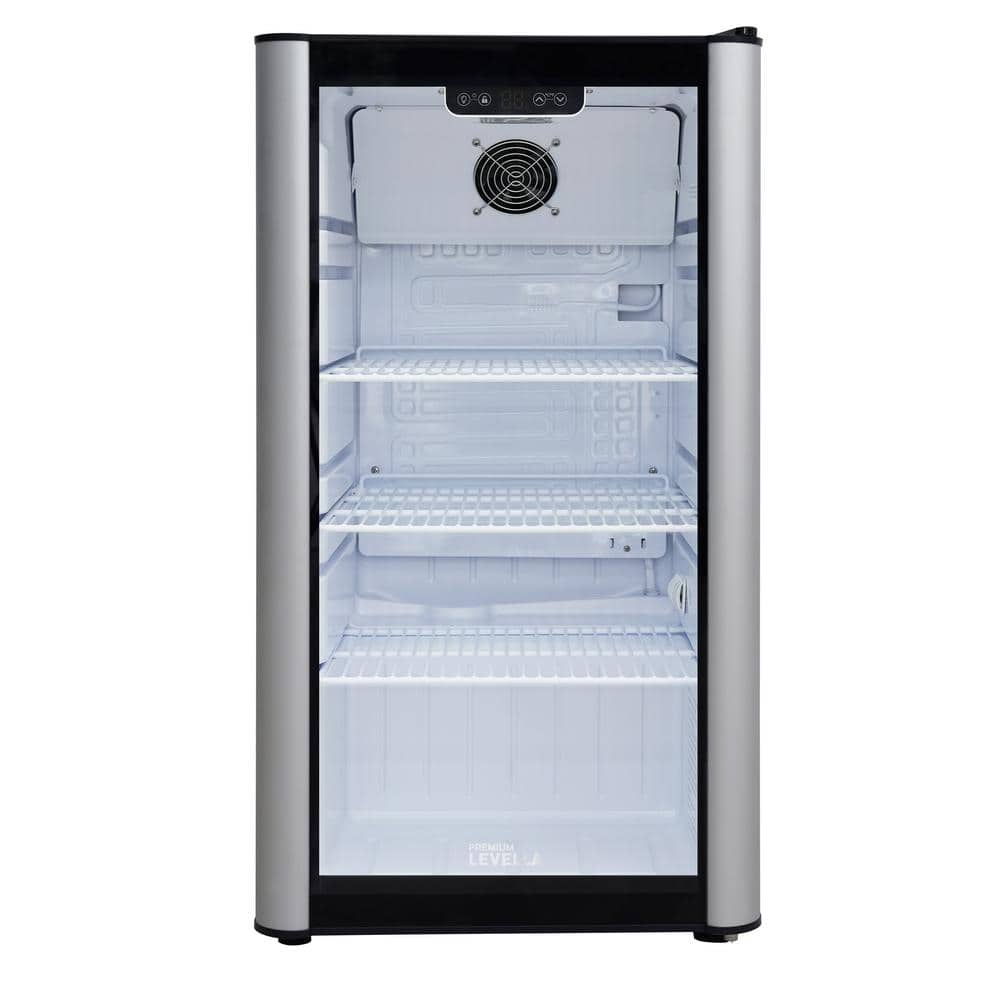 Silver Glass Door Display Refrigerator with Adjustable Shelves