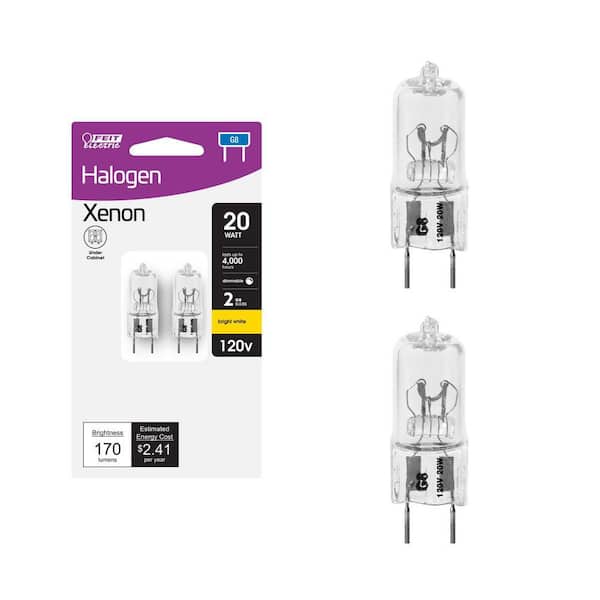 20-Watt Equivalence Bright White (2700K) T4 G8 Bi-Pin Base Dimmable Xenon Halogen Light Bulb (2-Pack)