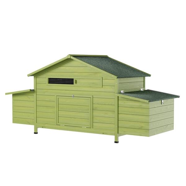 Avex Green 31.8 in. H x 69.9 in. W x 24.5 in. D Wood Chicken Coops Outdoor Hen House with Nesting Box