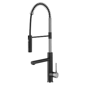 Artec ProCommercialStylePull-Down Single Handle Kitchen Faucet with Pot Fillerin Spot Free Stainless Steel / Matte Black