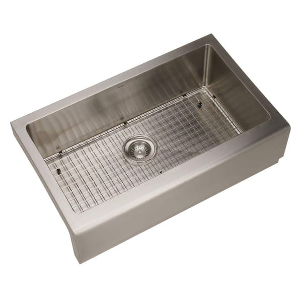 HOUZER Epicure Series Farmhouse Apron Front Stainless Steel 33 in. Single Basin Kitchen Sink