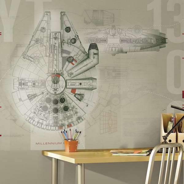 RoomMates 90 in. x 72 in. Star Wars Millennium Falcon Prepasted Mural 5-Panel Prepasted Mural