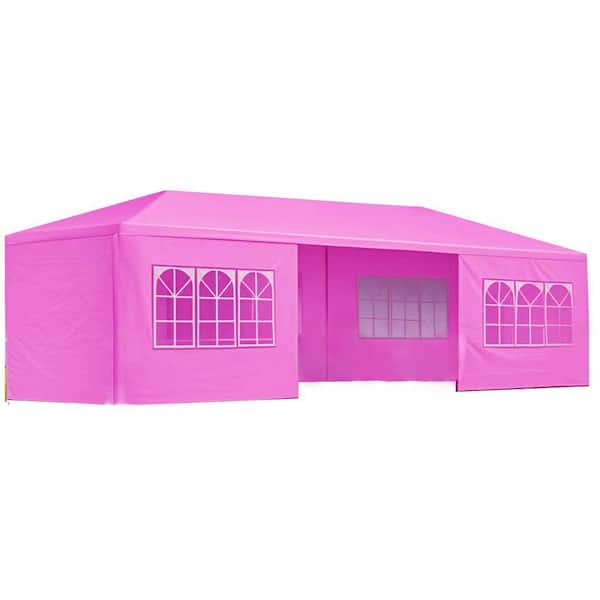 10 ft. x 30 ft. Pink Wedding Party Canopy Tent, Waterproof Outdoor Gazebo Event Tent with 8 Removable Sidewalls