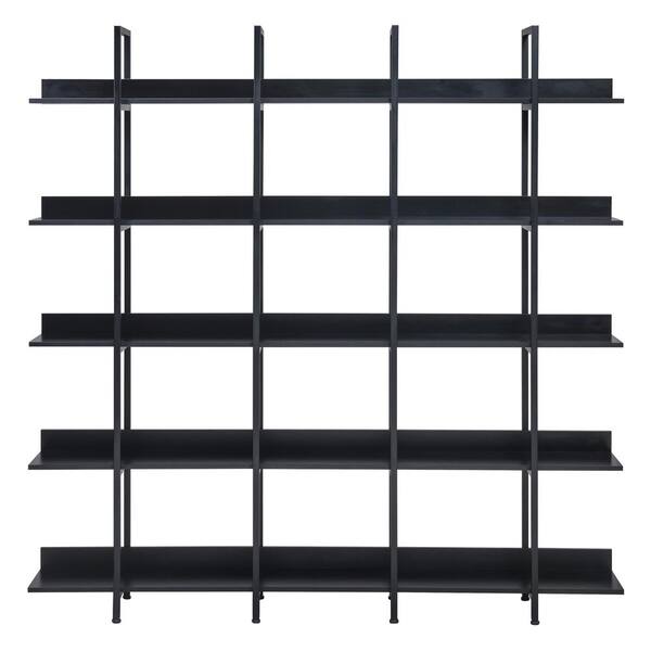  in. Black Wood 5 Shelf Bookcase Home Office Open Bookshelf Vintage  Industrial Style Shelf with Metal Frame EC-BSB-52310 - The Home Depot
