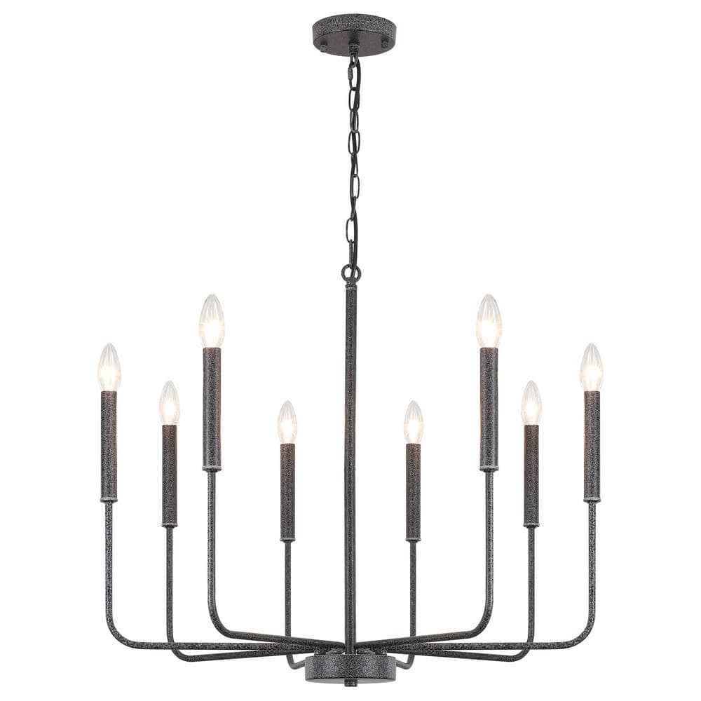 8-light Rust-Colored Black Candlestick Chandelier for Kitchen with no bulbs