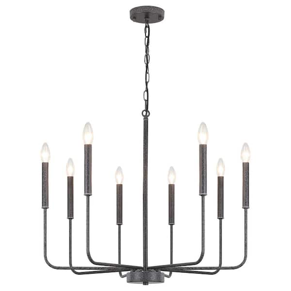 ADSENSTY 8-light Rust-Colored Black Candlestick Chandelier for Kitchen with no bulbs included