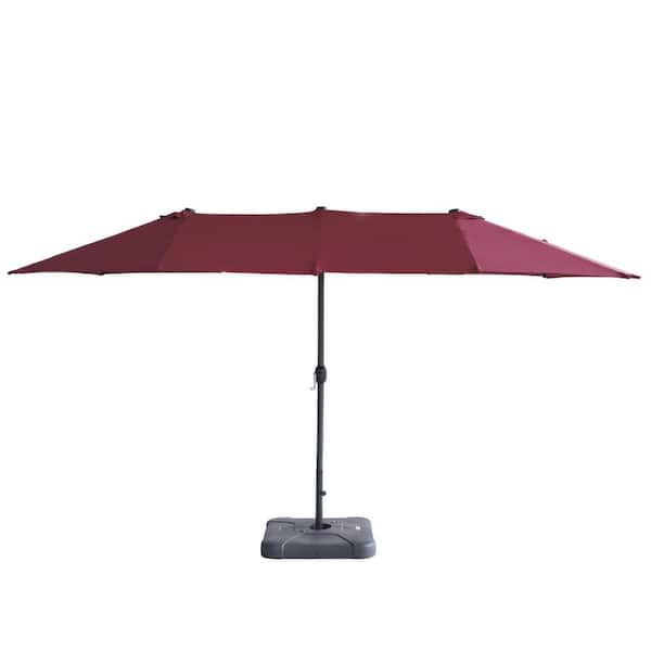 SUNRINX 15 ft. x 9 ft. Rectangular Market Patio Umbrella in Burgundy