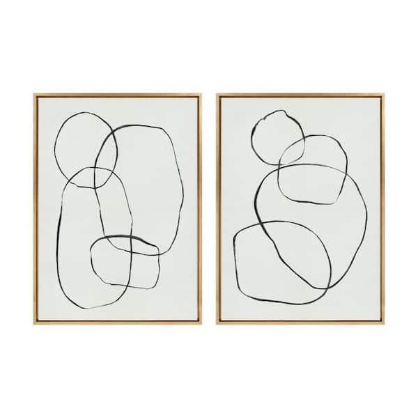 Kate and Laurel Sylvie "871 Modern Circles & 869 Going in Circles" by Teju Reval of Snazzyhues 2 Piece Framed Art Print 28 in. x 38 in.
