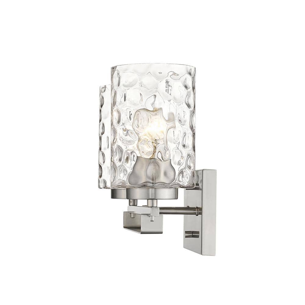 Livvy Satin Nickel 2-Light Vanity with Optic Glass Shades