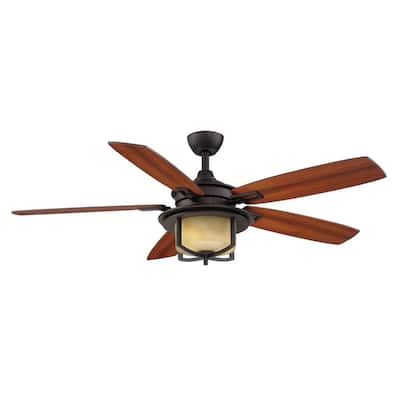 Hampton Bay Winthrop 52 in. Indoor Rustic Bronze Ceiling Fan with Light ...