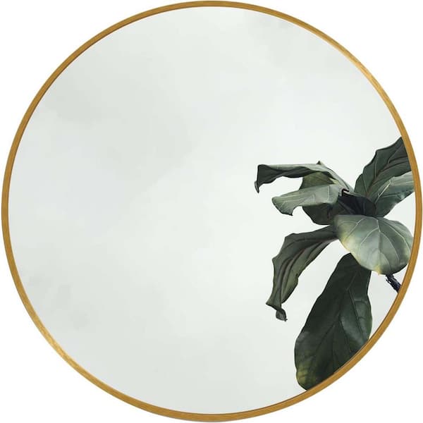 Unbranded 36 in. W x 36 in. H Round Aluminum Framed Circle Mirrors Wall Mount Mirror Rounded Bathroom Vanity Mirror in Gold