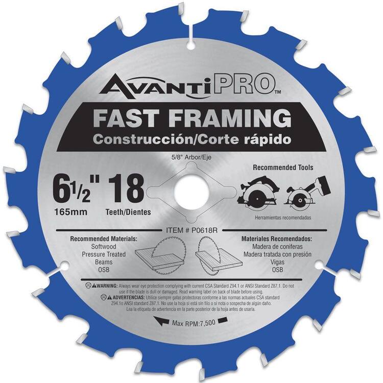 Avanti Pro 6-1/2 in. x 18-Tooth Fast Framing Circular Saw Blade