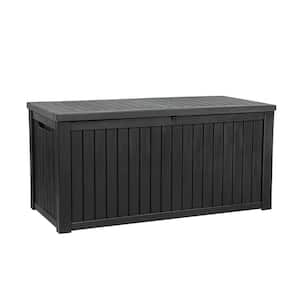 180-Gallon, 60.8 x 28.4 x 29.2 in. Waterproof Black Resin XL Outdoor Storage Deck Box with Divider and Lockable Lid