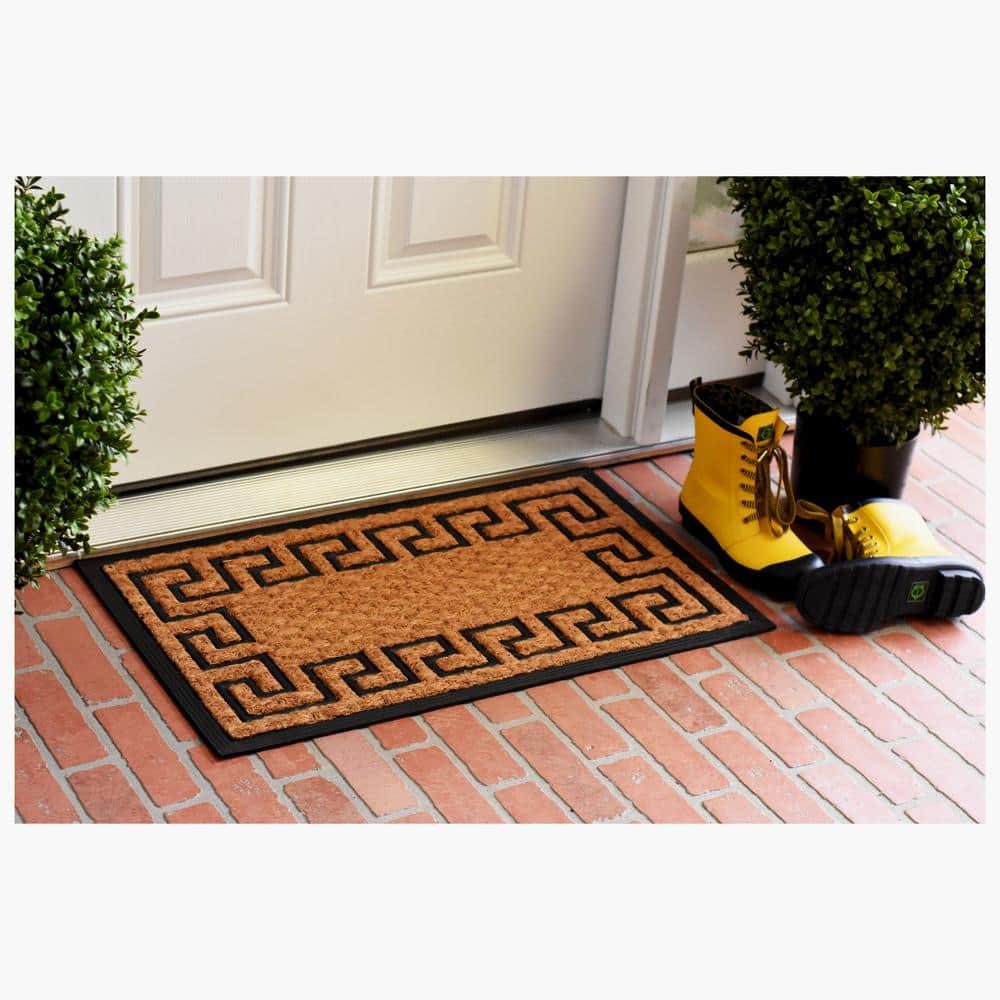 Empress Natural Coir and Black Rubber Rectangular Outdoor Doormat