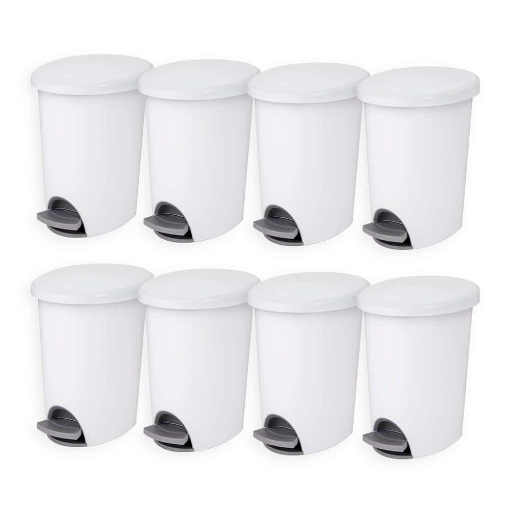 Sterilite 11 gal. Slim Handsfree Portable Wastebasket Trash Can, White (12 Pack)