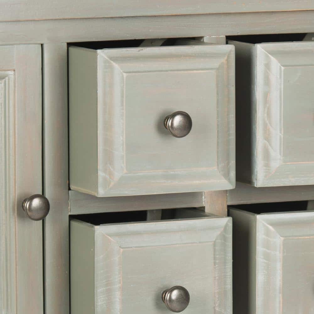 Transitional French Grey Sideboard with Open Shelf and Petite Drawers