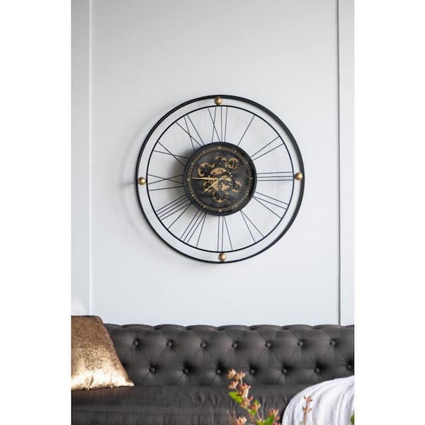 31.5 x 3 x 31.5 in Large Gear Clock with Roman Numerals and Thin