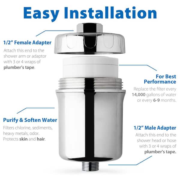 15 Layers of Filtration 10 Stages Shower Water Filter Remove Chlorine Heavy  Metals - Filtered Showers Head Soften for Hard Water