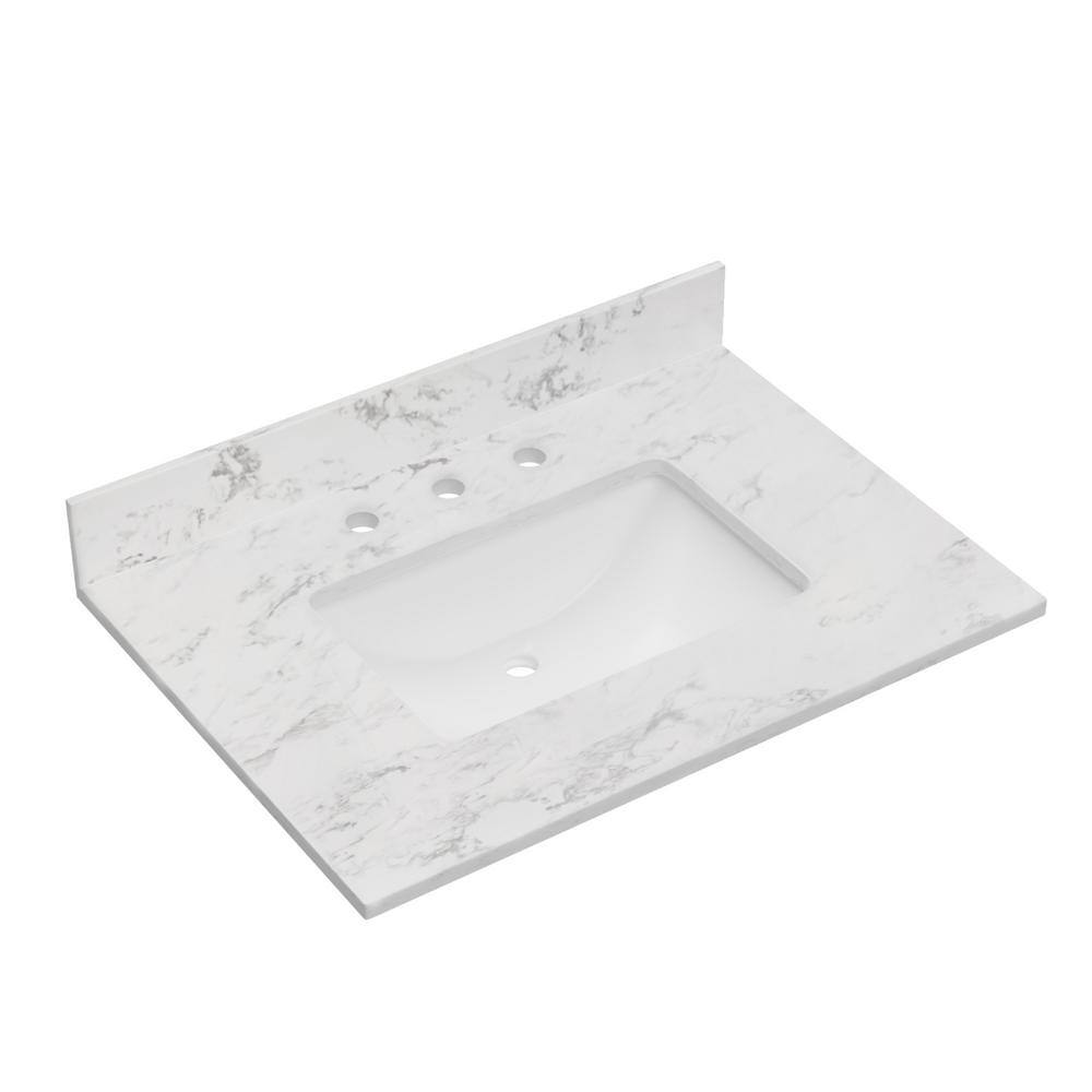 Carrara 31" White Engineered Marble Vanity Top with Undermount Sink