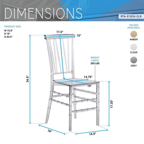 Techni Home Chiavari Style Clear Acrylic Stackable Event